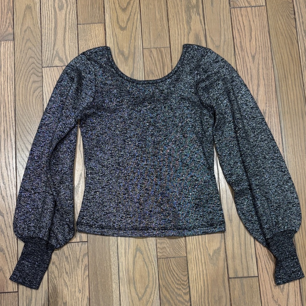 7 For All Mankind Black and Silver Blouse
